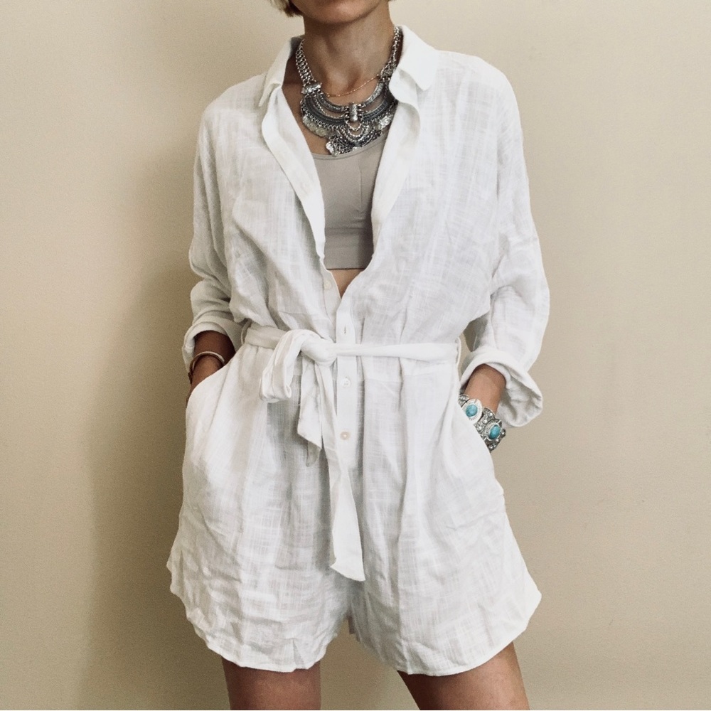 L*Space White Linen Jumpsuit